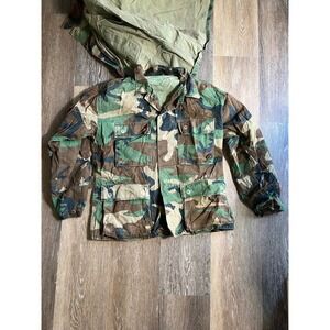 VTG US Military Woodland Camo Field Jacket Small X-Sht Ripstop 8415-01-184-1322